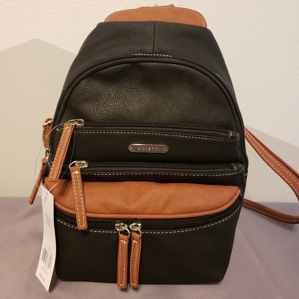 Rosetti mid size back pack black and cognac